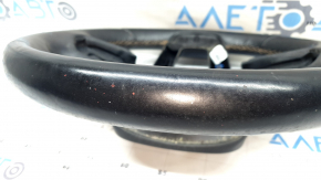 Jeep Compass 22 steering wheel, black leather, brown stitching, heated, scratches, worn