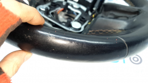 Jeep Compass 22 steering wheel, black leather, brown stitching, heated, scratches, worn