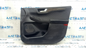 Front right door panel for Ford Escape MK4 20-22, with tweeter, black with black plastic insert, wood molding, black plastic armrest, Bang & Olufsen, with handle