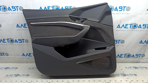 Front left door panel for Audi E-Tron 19-23, black leather, chrome molding