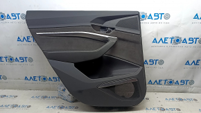 Door trim panel rear left Audi E-Tron 19-23 black leather under the curtain, chrome molding, chrome trim Bang and Olufsen, scratch