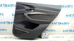 Door trim panel rear right Audi E-Tron 19-23 black leather under the curtain, chrome molding, chrome trim Bang and Olufsen