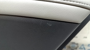 Rear right door panel for Honda Accord 18-22, black with gray leather insert, gray leather armrest, wood insert, torn leather, scratches
