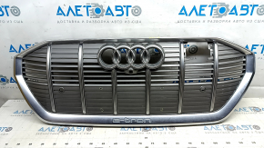 Radiator grille assembly with Audi E-Tron 19-23 emblem for parking sensors, chrome with gray, without plug, screw holes