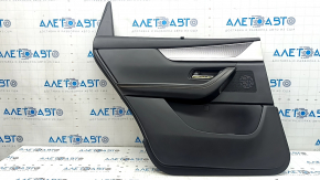 Mazda CX-90 2020 24-26 rear left door panel, black leather with curtain, black leather armrest, gray molding insert, with handle, worn