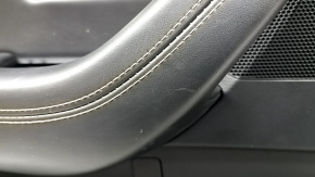 Mazda CX-90 2020 24-26 rear left door panel, black leather with curtain, black leather armrest, gray molding insert, with handle, worn