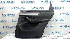 Mazda CX-90 24-26 rear right door panel, black leather with curtain, black leather armrest, gray molding insert, with handle