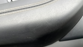 Mazda CX-90 2020 front left door panel, black leather, black leather armrest, gray molding insert, with handle, worn
