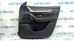 Mazda CX-90 2020 front right door trim, black leather, black leather armrest, gray molding insert, with handle, worn