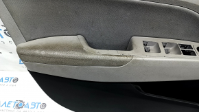 Front left door panel for Hyundai Elantra AD 19-20, gray, rubber armrest, gray cloth insert, gray molding, scratches, dry-cleanable
