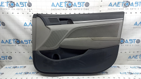 Front right door panel for Hyundai Elantra AD 19-20, gray, rubber armrest, gray cloth insert, gray molding, scratches, dry-cleaned