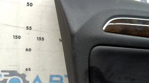 Front left door panel for Audi Q5 8R 09-17, black, black leather insert, rubber armrest, glossy wood molding, with handle, worn, scratches, broken fastener