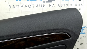 Black rear right door panel for Audi Q5 8R 13-17, black leather insert, rubber armrest, glossy wood molding, with handle, worn, scratches, broken mount