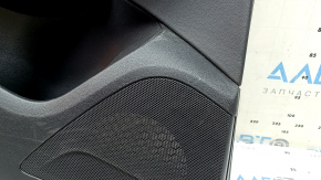 Black rear left door panel for Audi Q5 8R 09-17, black leather insert, rubber armrest, glossy wood molding, with handle, worn, scratches, broken mount