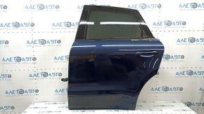 Complete rear left door for a Porsche Macan 15-26 keyless, tinted, blue M5X, dents, bumps, and spider webs on the trims