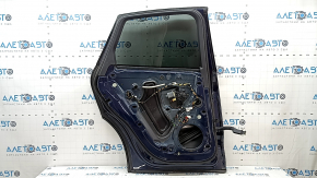 Complete rear left door for a Porsche Macan 15-26 keyless, tinted, blue M5X, dents, bumps, and spider webs on the trims