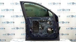 Front left door assembly for a Porsche Macan 15-18 keyless, blue M5X, with bumpers and spider web on the trim.
