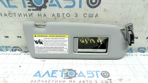 Right visor for Audi Q5 8R 13-17, gray, illuminated, without hook
