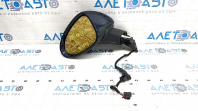 Left side mirror assembly for Porsche Macan 15-26, 15+2 pins, turn signal, heated, backlit, BSM, blue