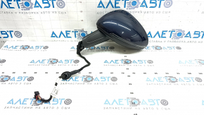 Left side mirror assembly for Porsche Macan 15-26, 15+2 pins, turn signal, heated, backlit, BSM, blue