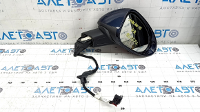 Right side mirror assembly for Porsche Macan 15-26, 15+2 pins, turn signal, heated, backlit, BSM, blue