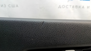 Door trim, front right, VW Passat b7 12-15 USA, black with black leather insert, leather armrest, glossy gray molding, dented, missing fragment, cracks