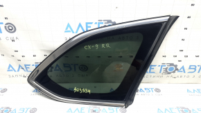 Mazda CX-9 16-23 chrome rear right window, tinted, torn seal, scuff marks on chrome