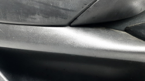 Mazda CX-9 16-19 front left door panel trim, black with black velour insert, black leather armrest, gray molding, scuffs, scratches