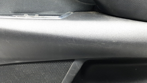 Mazda CX-9 16-23 black rear right door panel with black leather insert, black leather armrest, gray molding, structure, scuffs, scratches, dents