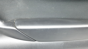 Mazda CX-9 16-23 black rear right door panel with black leather insert, black leather armrest, gray molding, structure, scuffs, scratches, dents