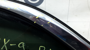 Rear left window glass, Mazda CX-9 16-23, chrome, scratches on chrome, torn seal