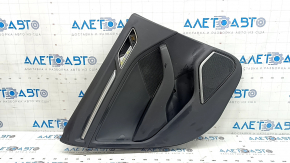 Door trim, rear left, Audi A3 8V 15-20 4d, 5d, black, leather, black leather armrest, Bang and Olufsen, under the tweeter, aluminum insert, with handle