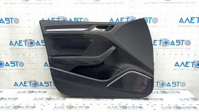 Door trim panel, front left, Audi A3 8V 15-20 4d, 5d, black, leather, black leather armrest, Bang and Olufsen, aluminum insert, with handle, chrome trim, scratch