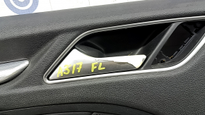 Door trim panel, front left, Audi A3 8V 15-20 4d, 5d, black, leather, black leather armrest, Bang and Olufsen, aluminum insert, with handle, chrome trim, scratch