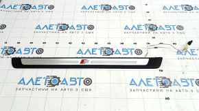 Audi A3 8V 17-20 4D black outer front left door sill trim with chrome insert and backlight, S-line, scratches
