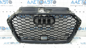 Radiator grill assembly for Audi A3 8V 17-20, black gloss finish, radar-like, S-line, peeling coating