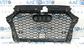 Radiator grill assembly for Audi A3 8V 17-20, black gloss finish, radar-like, S-line, peeling coating