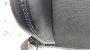 Jeep Cherokee KL 19-23 driver's seat back upholstery, black leather + cloth, heated, dented, worn, needs cleaning