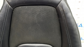 Jeep Cherokee KL 19-23 passenger seat cushion upholstery, black leather + cloth, heated, dented, needs cleaning