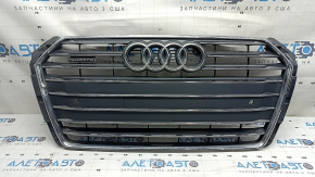 Audi A4 B9 17 radiator grille assembly with emblem, quattro, for parking sensors, light chrome, sand, broken molding