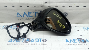 Right side mirror assembly for Audi A4 B9 17-19, 15 pins, black, turn signal, auto-dimming, memory, BSM, scratches
