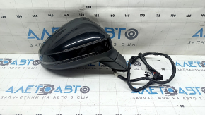 Right side mirror assembly for Audi A4 B9 17-19, 15 pins, black, turn signal, auto-dimming, memory, BSM, scratches