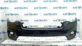 Jeep Cherokee KL 19-23 front bare bumper, upper part, without parking sensors, without tow hook cap, black, non-factory holes, cracks in fasteners