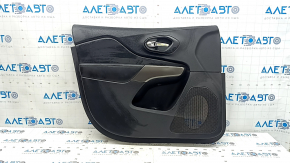 Door trim, front left, Jeep Cherokee KL 19-22, black, with black leather insert, leather armrest, gray molding, with handle, worn