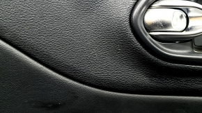 Door trim, front left, Jeep Cherokee KL 19-22, black, with black leather insert, leather armrest, gray molding, with handle, worn