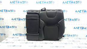 Left rear seat back for Jeep Cherokee KL 19-23, black leather, perforated, with armrest, dented, scratches, needs cleaning, belt mount is cracked