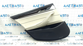 Door trim panel rear left BMW 5 G30 17-23 leather beige elfenbein-weiss, insert under dark wood, chrome, armrest beige leather, with backlight, with handle, scratches