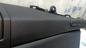 BMW X7 G07 19-22 rear right upper arch trim, Vernasca leather, Schwarz, Fineline/metal wood insert with molding, black leather armrest, dented, scratches, bumps, broken fasteners