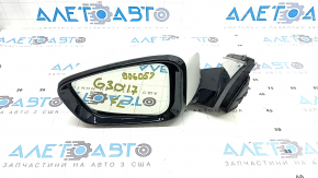 Left side mirror assembly BMW 5 G30 17-23 5-pin, heated, turn signal, auto-dimming, white, crack in turn signal