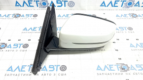 Left side mirror assembly BMW 5 G30 17-23 5-pin, heated, turn signal, auto-dimming, white, crack in turn signal